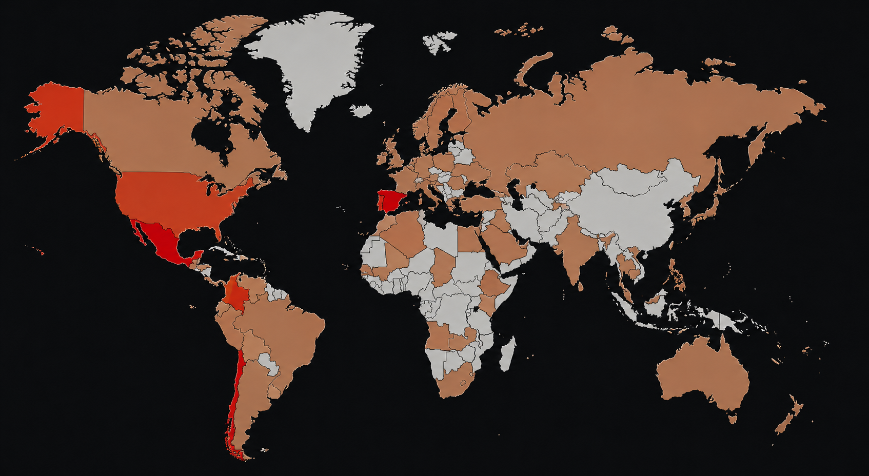 Mapa de países donde se escucha Seré tus ojos